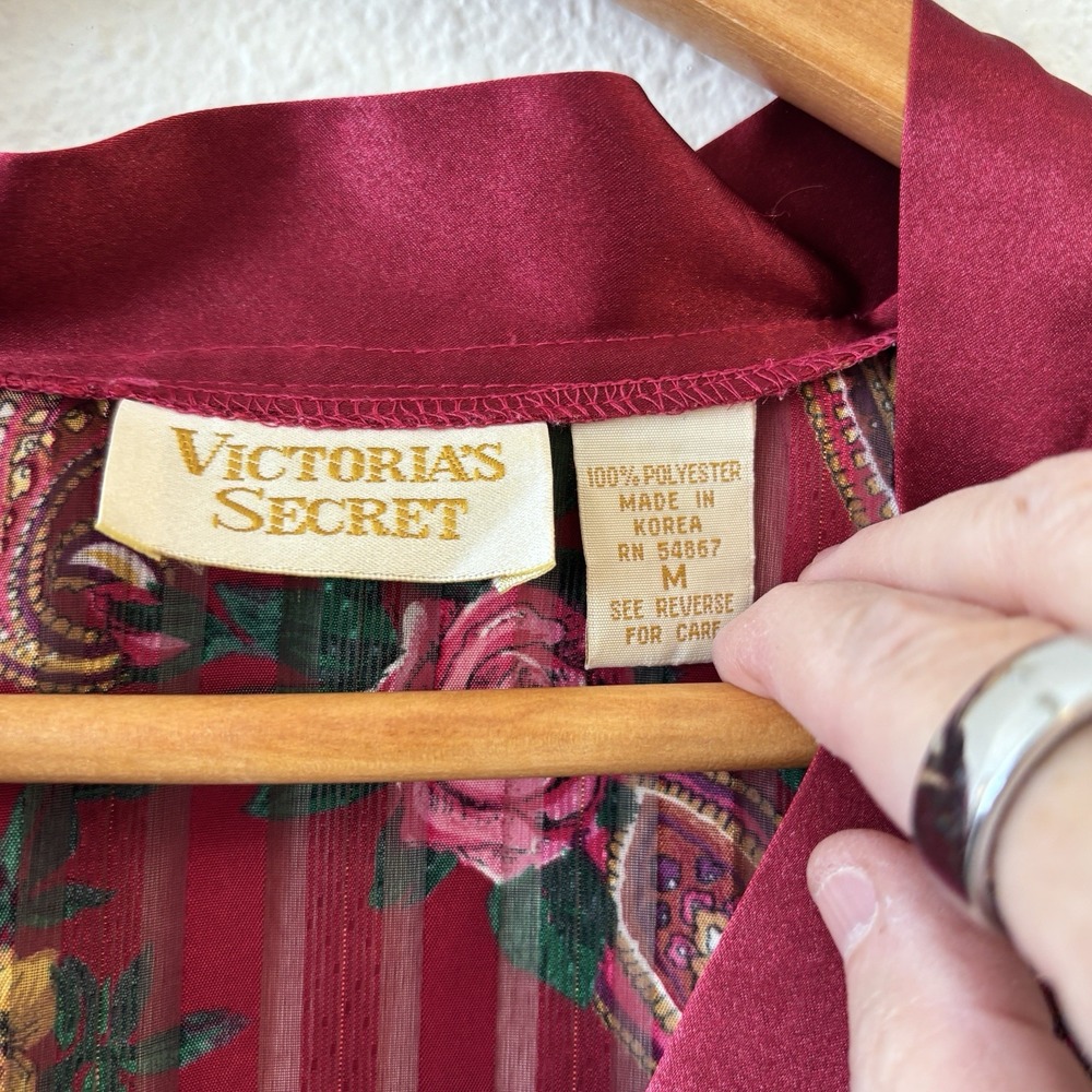 Victorias Secret 90s Gold Label Pajama‎ Set Floral Paisley Size M Valentine Luxe - Picture 7 of 15